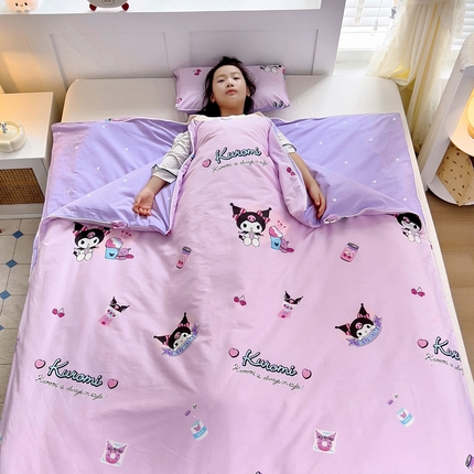 91家纺网 家纺一手货源 找家纺 （总）吉咪兔家纺 2024新款三丽鸥库洛米儿童睡袋四季通用中大童纯棉秋冬季加厚小孩学生防踢被子