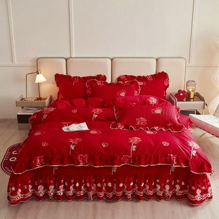 91家纺网 家纺一手货源 找家纺 （总）宜凡家纺 2024新款A类全棉大红印花床盖四件套