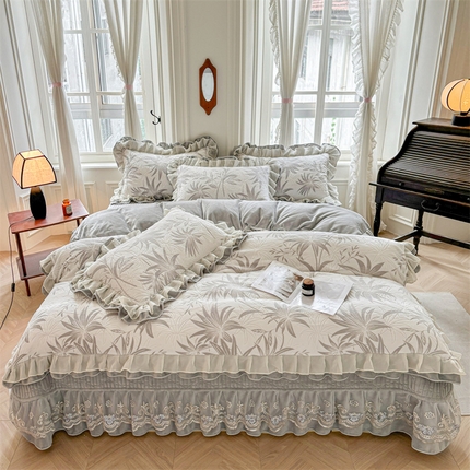91家纺网 家纺一手货源 找家纺 （总）宜凡家纺 2024新款牛奶绒雕花绒床盖四件套