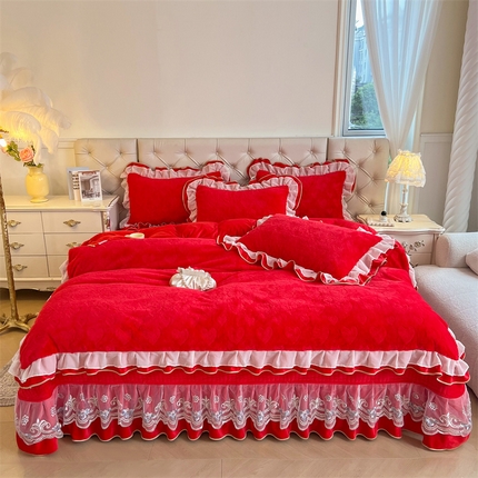 91家纺网 家纺一手货源 找家纺 （总）宜凡家纺 2024新款A类牛奶绒剪花绒床盖四件套