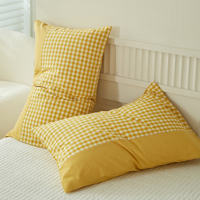 91家纺网 家纺一手货源 找家纺 总【呦呦南宋】母婴级A类单品枕套100%纯棉色织水洗棉枕套 格子一对装全棉枕头套