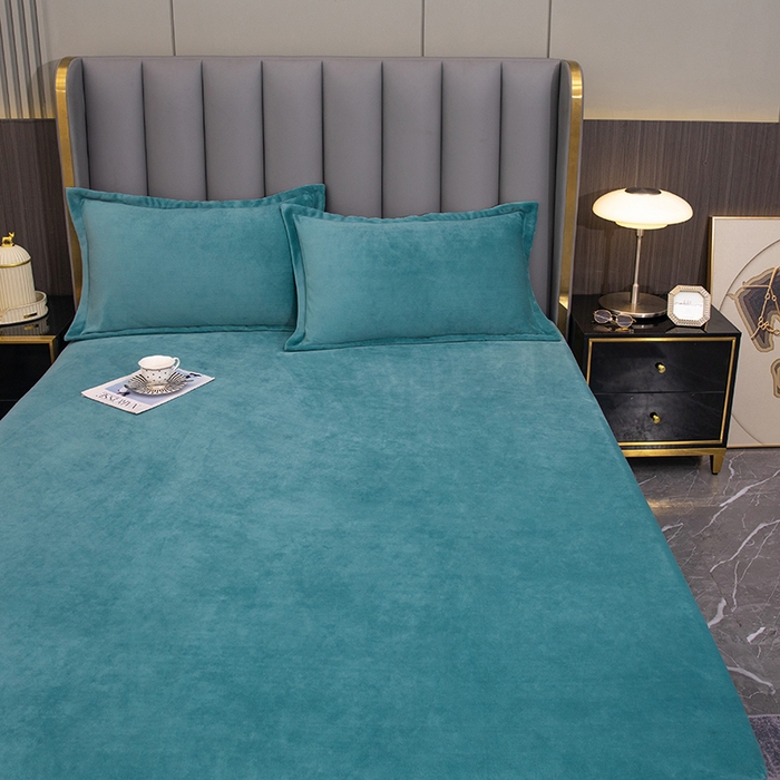 91家纺网 家纺一手货源 找家纺 柏薇 2024新款200克重保暖牛奶绒纯色床笠单品 浅绿