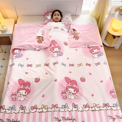 91家纺网 家纺一手货源 找家纺 （总）吉咪兔家纺 2024新款三丽鸥库洛米儿童睡袋四季通用中大童纯棉秋冬季加厚小孩学生防踢被子