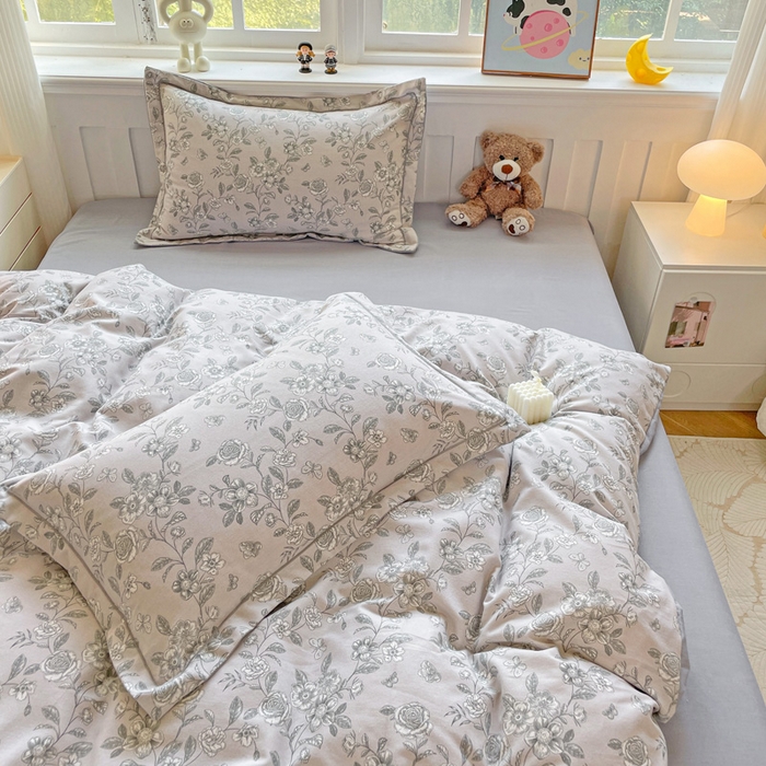 91家纺网 家纺一手货源 找家纺 暖芯优选 2025新款直播爆款加厚全棉磨毛四件套喷气印花纯棉（一字绣工艺款）学生三件套10月上新 啬园