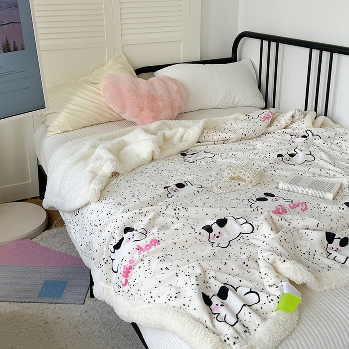 91家纺网 家纺一手货源 找家纺 吉象家纺 2024新款高克重牛奶绒羊羔绒印花毛毯 修狗