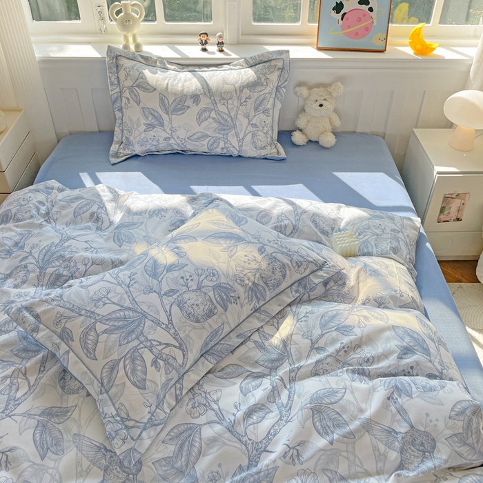 91家纺网 家纺一手货源 找家纺 暖芯优选 2025新款直播爆款加厚全棉磨毛四件套喷气印花纯棉（一字绣工艺款）学生三件套10月上新 汀兰