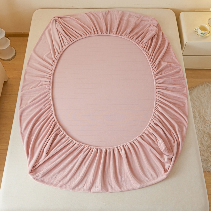 91家纺网 家纺一手货源 找家纺 （总）鑫钰 2024秋冬新款加厚牛奶绒简约纯色床笠