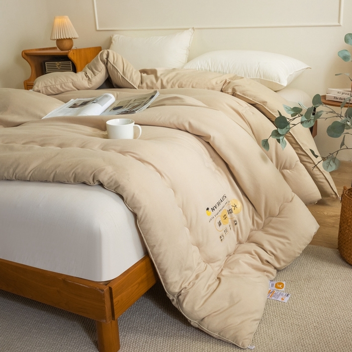 91家纺网 家纺一手货源 找家纺 慕尚家纺 2025新款大豆纤维被被子被芯 大豆纤维被卡其