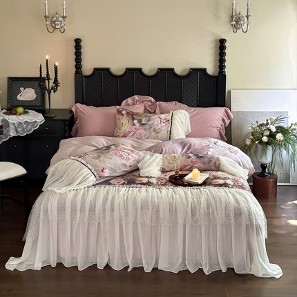 91家纺网 家纺一手货源 找家纺 （总）爱缦 2024新款尼罗河花园系列60支陶瓷空气磨毛四件套