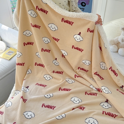 吉象家纺 2024新款高克重牛奶绒羊羔绒印花毛毯 乐趣狗