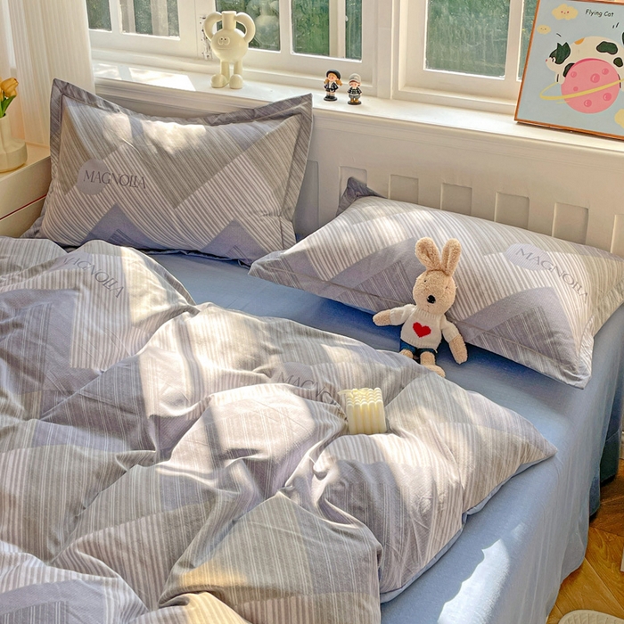 91家纺网 家纺一手货源 找家纺 暖芯优选 2025新款直播爆款加厚全棉磨毛四件套喷气印花纯棉（一字绣工艺款）学生三件套10月上新 费洛斯