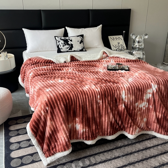 91家纺网 家纺一手货源 找家纺 璐维斯家纺 2025款双层加厚毛毯羊羔绒牛奶绒保暖毯子盖毯午睡法莱绒多功能毯子跨境外贸直播电商专供礼品绒毯 肉桂红