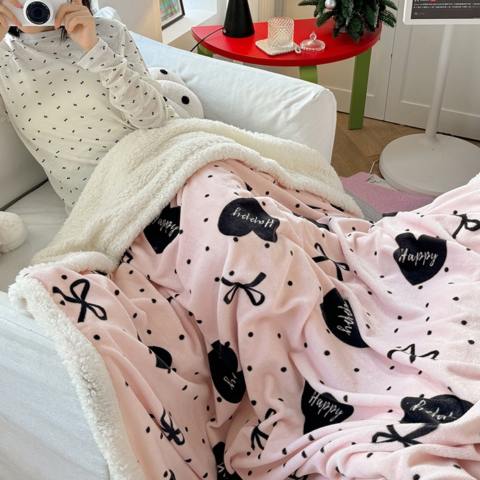 91家纺网 家纺一手货源 找家纺 吉象家纺 2024新款高克重牛奶绒羊羔绒印花毛毯 苏沫