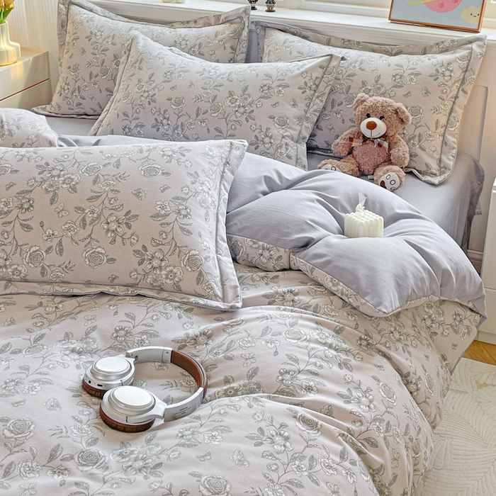 91家纺网 家纺一手货源 找家纺 暖芯优选 2025新款直播爆款加厚全棉磨毛四件套喷气印花纯棉（一字绣工艺款）学生三件套10月上新 啬园