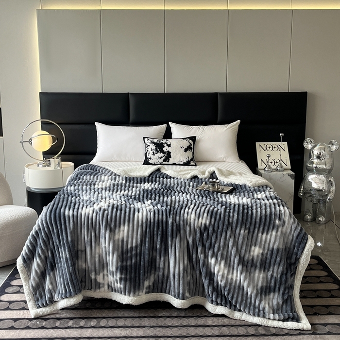 91家纺网 家纺一手货源 找家纺 璐维斯家纺 2025款双层加厚毛毯羊羔绒牛奶绒保暖毯子盖毯午睡法莱绒多功能毯子跨境外贸直播电商专供礼品绒毯 绅士灰