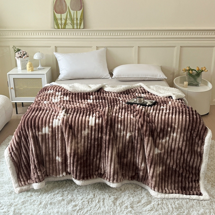 91家纺网 家纺一手货源 找家纺 璐维斯家纺 2025款双层加厚毛毯羊羔绒牛奶绒保暖毯子盖毯午睡法莱绒多功能毯子跨境外贸直播电商专供礼品绒毯 清新绿