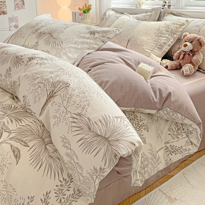 91家纺网 家纺一手货源 找家纺 暖芯优选 2025新款直播爆款加厚全棉磨毛四件套喷气印花纯棉（一字绣工艺款）学生三件套10月上新 若影