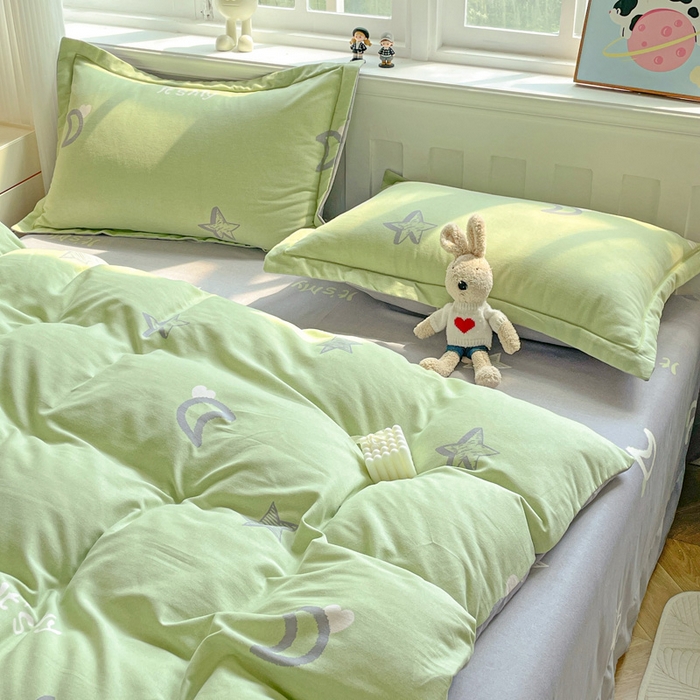 91家纺网 家纺一手货源 找家纺 暖芯优选 2025新款直播爆款加厚全棉磨毛四件套喷气印花纯棉（一字绣工艺款）学生三件套10月上新 香榭