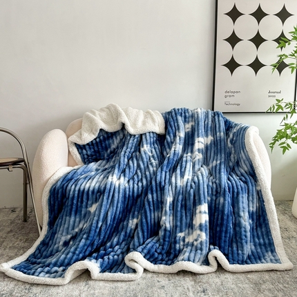 璐维斯家纺 2025款双层加厚毛毯羊羔绒牛奶绒保暖毯子盖毯午睡法莱绒多功能毯子跨境外贸直播电商专供礼品绒毯 天空蓝