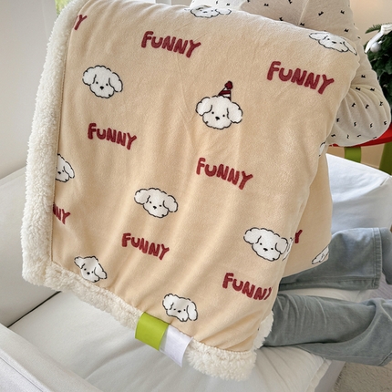 91家纺网 家纺一手货源 找家纺 吉象家纺 2024新款高克重牛奶绒羊羔绒印花毛毯 乐趣狗