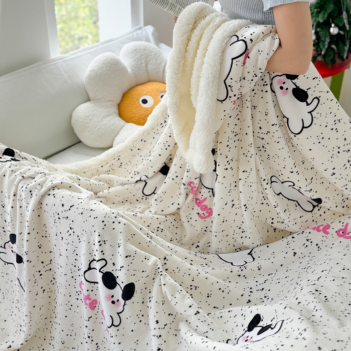 91家纺网 家纺一手货源 找家纺 吉象家纺 2024新款高克重牛奶绒羊羔绒印花毛毯 修狗