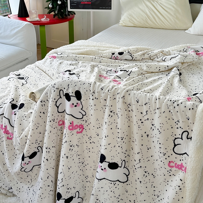 91家纺网 家纺一手货源 找家纺 吉象家纺 2024新款高克重牛奶绒羊羔绒印花毛毯 修狗