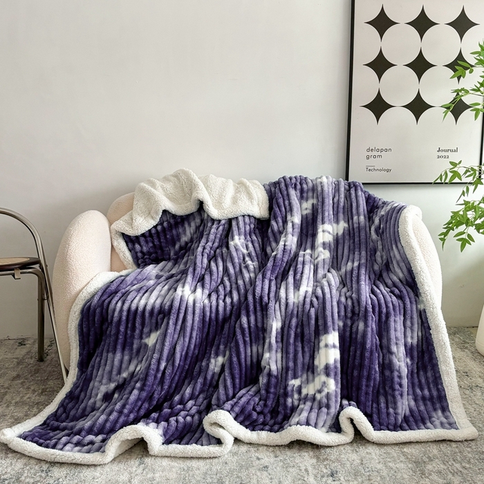 91家纺网 家纺一手货源 找家纺 璐维斯家纺 2025款双层加厚毛毯羊羔绒牛奶绒保暖毯子盖毯午睡法莱绒多功能毯子跨境外贸直播电商专供礼品绒毯 葡萄紫