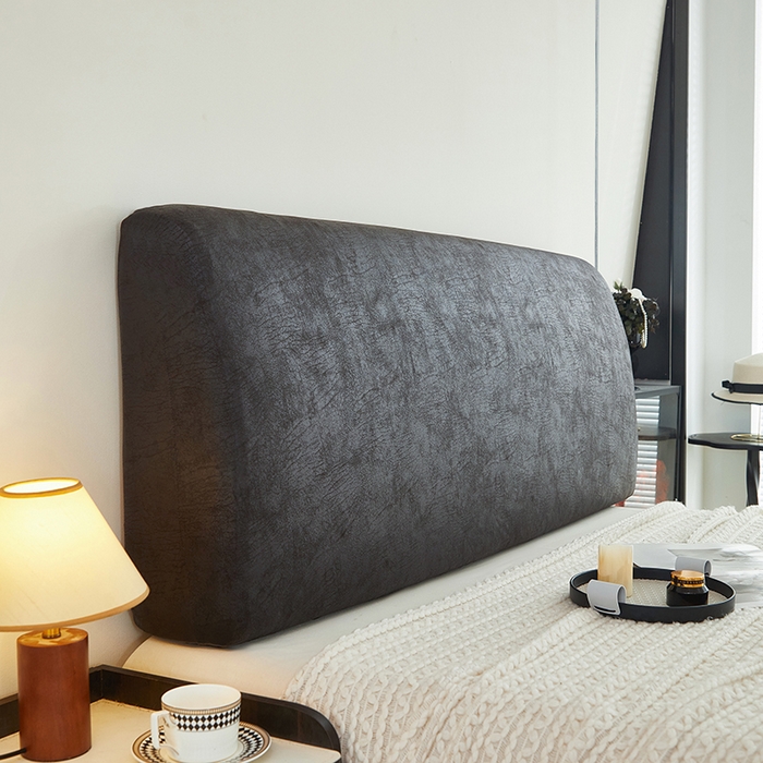 91家纺网 家纺一手货源 找家纺 共鸣沙发套 2024新款纳米科技布系列床头罩 科技布-黑棕