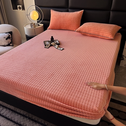 菡宝 2024新款素色烂花床笠 菱形玉