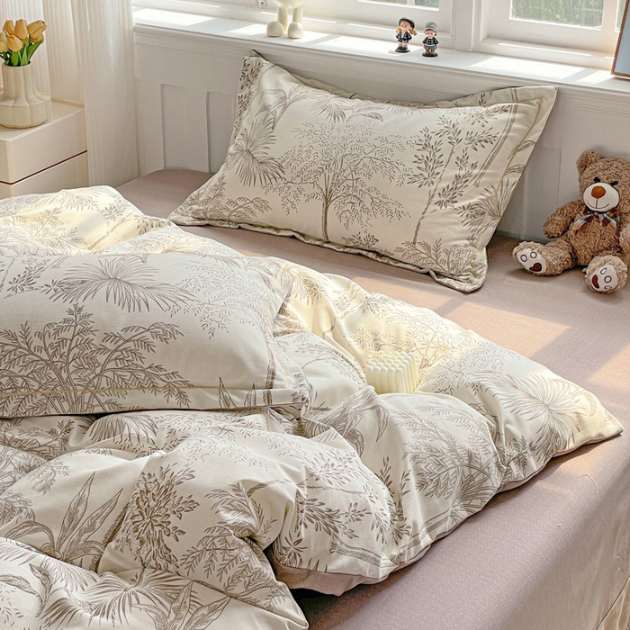 91家纺网 家纺一手货源 找家纺 暖芯优选 2025新款直播爆款加厚全棉磨毛四件套喷气印花纯棉（一字绣工艺款）学生三件套10月上新 若影