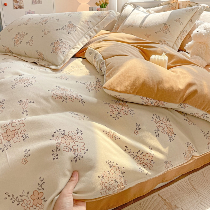 91家纺网 家纺一手货源 找家纺 暖芯优选 2025新款直播爆款加厚全棉磨毛四件套喷气印花纯棉（一字绣工艺款）学生三件套10月上新 云梦泽