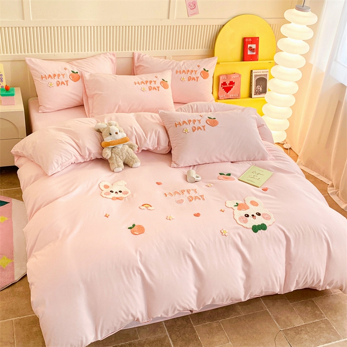 91家纺网 家纺一手货源 找家纺 （总）一左一右 2024新款亲肤磨毛水洗棉立体毛巾绣花卡通四件套儿童学生三件套床笠（提供买家秀）