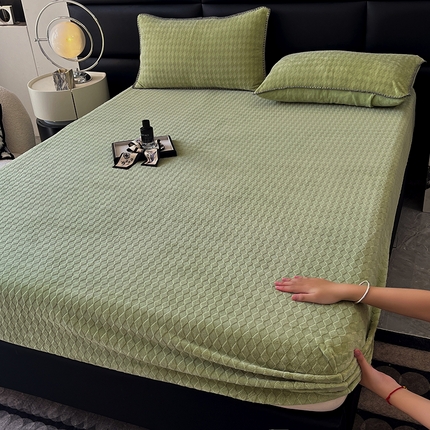 91家纺网 家纺一手货源 找家纺 （总）菡宝 2024新款素色烂花床笠