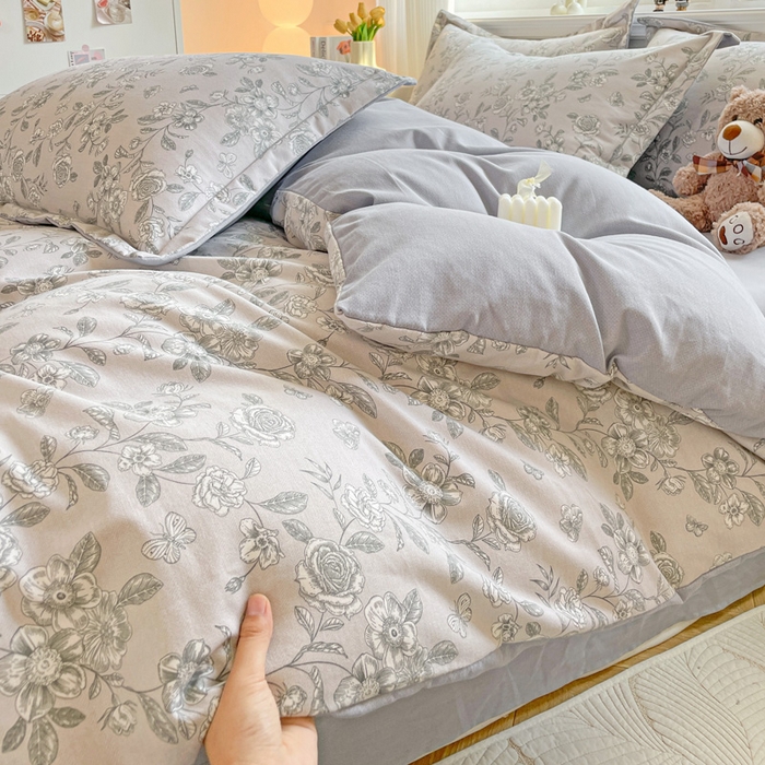 91家纺网 家纺一手货源 找家纺 暖芯优选 2025新款直播爆款加厚全棉磨毛四件套喷气印花纯棉（一字绣工艺款）学生三件套10月上新 啬园