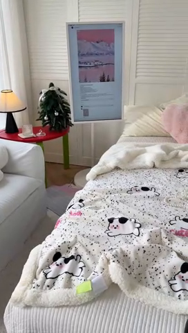 91家纺网 家纺一手货源 找家纺 吉象家纺 2024新款高克重牛奶绒羊羔绒印花毛毯 修狗