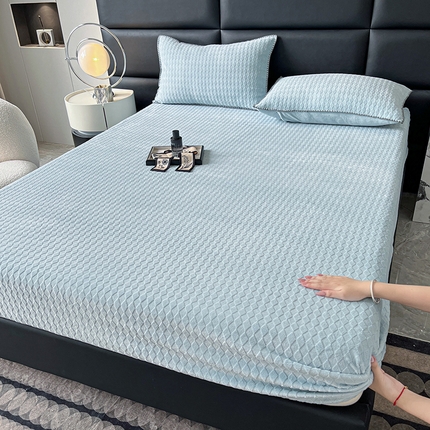 菡宝 2024新款素色烂花床笠 菱形雾兰