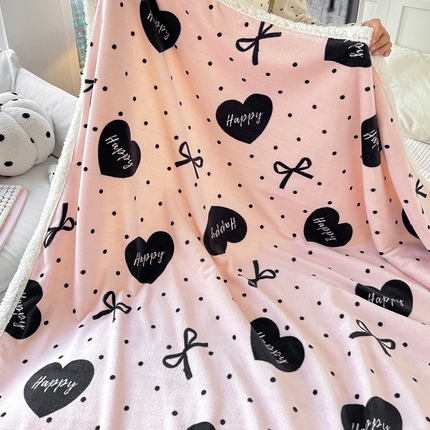 吉象家纺 2024新款高克重牛奶绒羊羔绒印花毛毯 苏沫