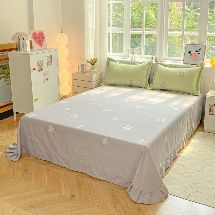 91家纺网 家纺一手货源 找家纺 暖芯优选 2025新款直播爆款加厚全棉磨毛四件套喷气印花纯棉（一字绣工艺款）学生三件套10月上新 香榭