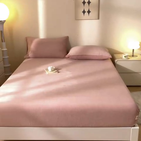 91家纺网 家纺一手货源 找家纺 （总）鑫钰 2024秋冬新款加厚牛奶绒简约纯色床笠