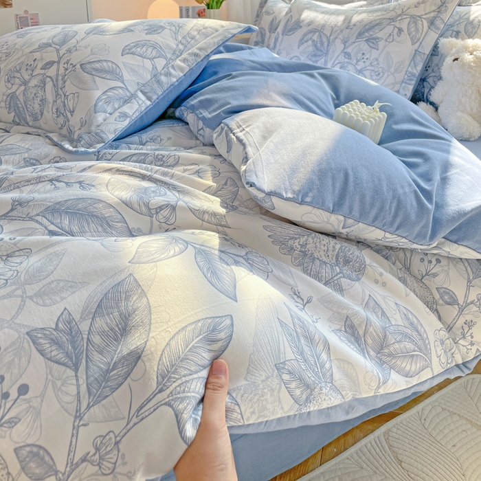 91家纺网 家纺一手货源 找家纺 暖芯优选 2025新款直播爆款加厚全棉磨毛四件套喷气印花纯棉（一字绣工艺款）学生三件套10月上新 汀兰