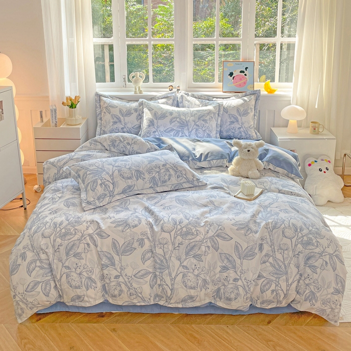 91家纺网 家纺一手货源 找家纺 暖芯优选 2025新款直播爆款加厚全棉磨毛四件套喷气印花纯棉（一字绣工艺款）学生三件套10月上新 汀兰