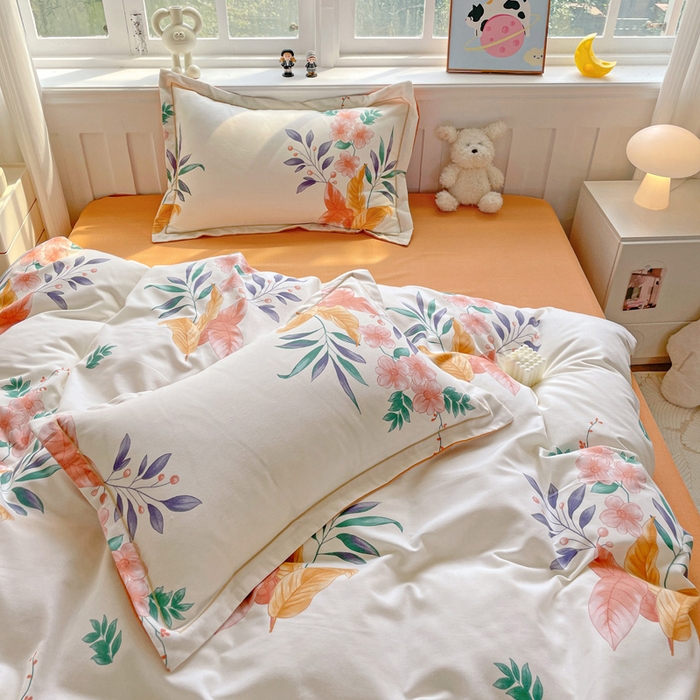 91家纺网 家纺一手货源 找家纺 暖芯优选 2025新款直播爆款加厚全棉磨毛四件套喷气印花纯棉（一字绣工艺款）学生三件套10月上新 金秋