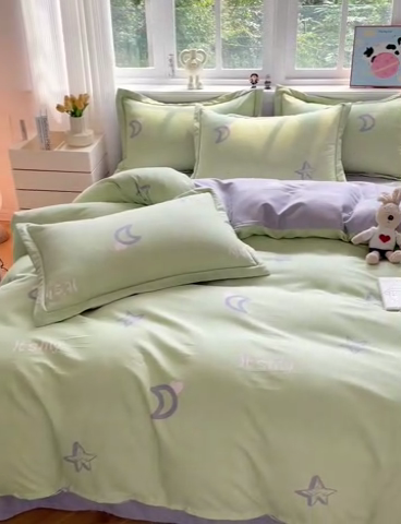 91家纺网 家纺一手货源 找家纺 暖芯优选 2025新款直播爆款加厚全棉磨毛四件套喷气印花纯棉（一字绣工艺款）学生三件套10月上新 香榭