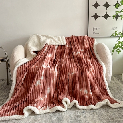 璐维斯家纺 2025款双层加厚毛毯羊羔绒牛奶绒保暖毯子盖毯午睡法莱绒多功能毯子跨境外贸直播电商专供礼品绒毯 肉桂红