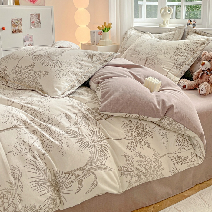 91家纺网 家纺一手货源 找家纺 暖芯优选 2025新款直播爆款加厚全棉磨毛四件套喷气印花纯棉（一字绣工艺款）学生三件套10月上新 若影