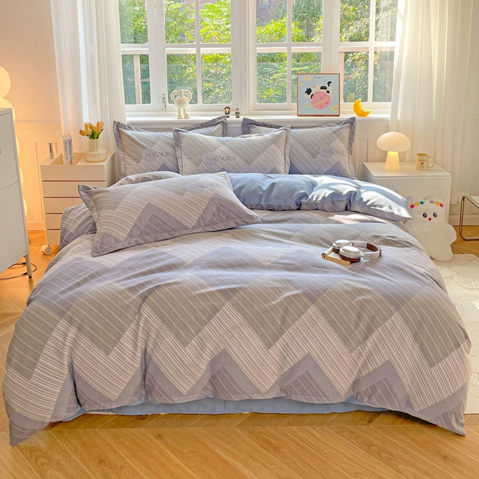 91家纺网 家纺一手货源 找家纺 暖芯优选 2025新款直播爆款加厚全棉磨毛四件套喷气印花纯棉（一字绣工艺款）学生三件套10月上新 费洛斯