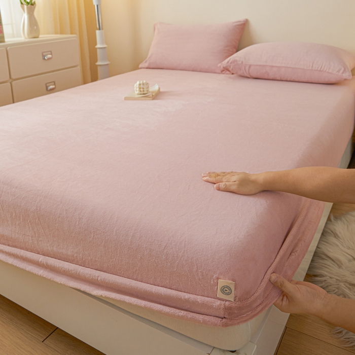 91家纺网 家纺一手货源 找家纺 （总）鑫钰 2024秋冬新款加厚牛奶绒简约纯色床笠