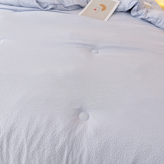 91家纺网 家纺一手货源 找家纺 富威堡家纺 2025新款A类泡泡纱新疆棉花被 淡银