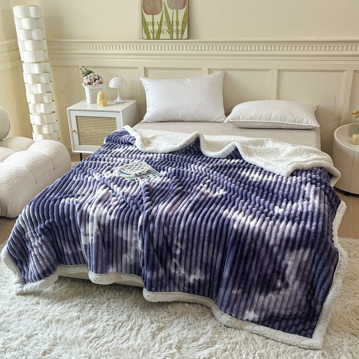 91家纺网 家纺一手货源 找家纺 璐维斯家纺 2025款双层加厚毛毯羊羔绒牛奶绒保暖毯子盖毯午睡法莱绒多功能毯子跨境外贸直播电商专供礼品绒毯 葡萄紫