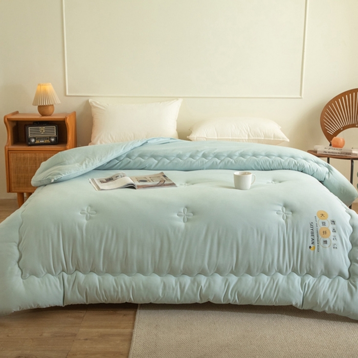 91家纺网 家纺一手货源 找家纺 慕尚家纺 2025新款大豆纤维被被子被芯 大豆纤维被薄荷绿